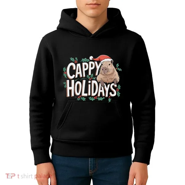 Cappy Holidays Capybara Christmas Kids Hoodie