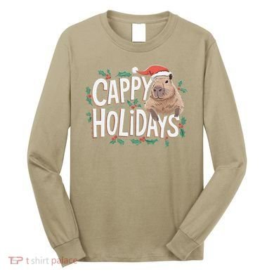 Cappy Holidays Capybara Christmas Long Sleeve Shirt