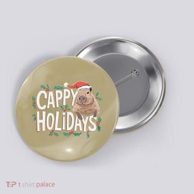 Cappy Holidays Capybara Christmas Button