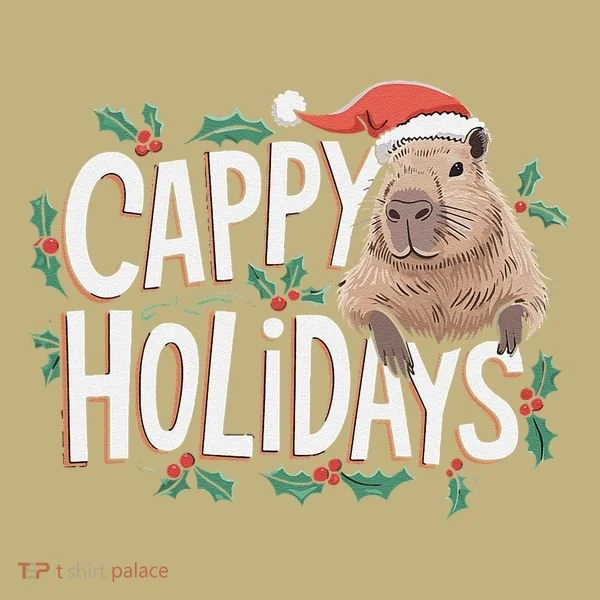 Cappy Holidays Capybara Christmas Kids T-Shirt