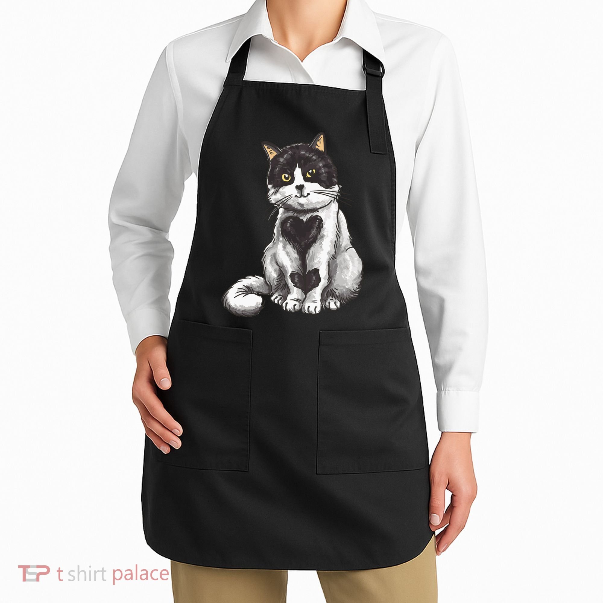 Cat Heart Cute Apron