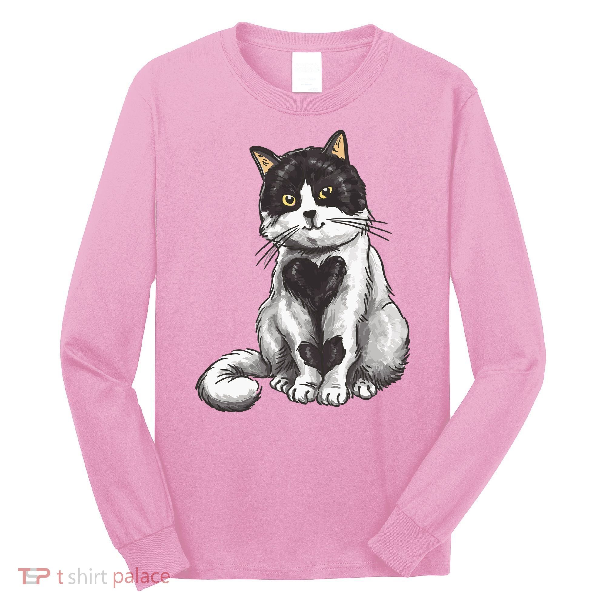 Cat Heart Cute Long Sleeve Shirt