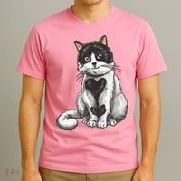 Cat Heart Cute T-Shirt thumb 3