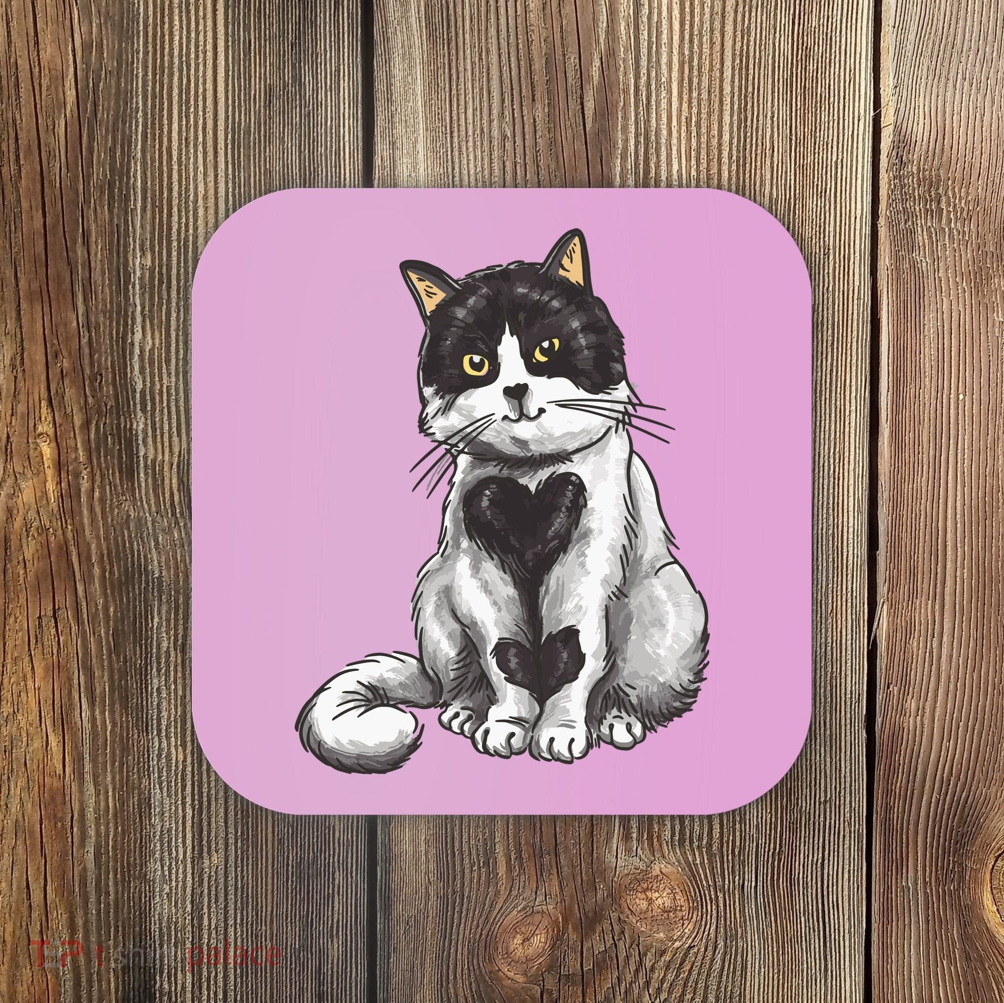 Cat Heart Cute Coaster