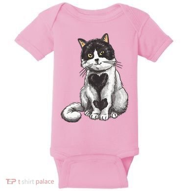 Cat Heart Cute Baby Bodysuit