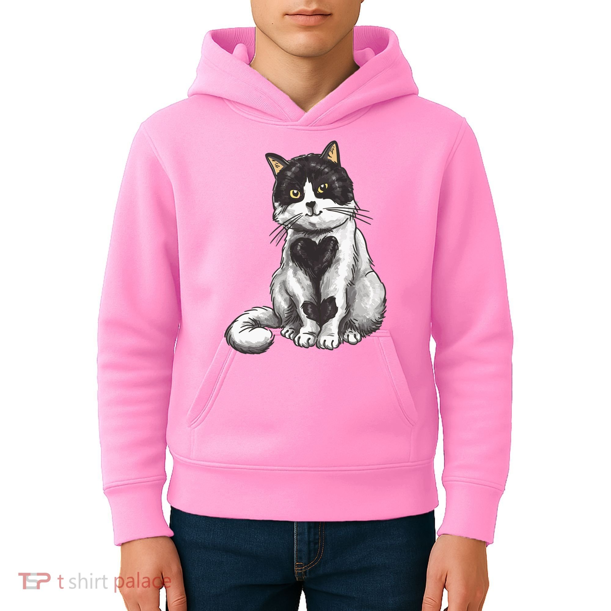 Cat Heart Cute Kids Hoodie