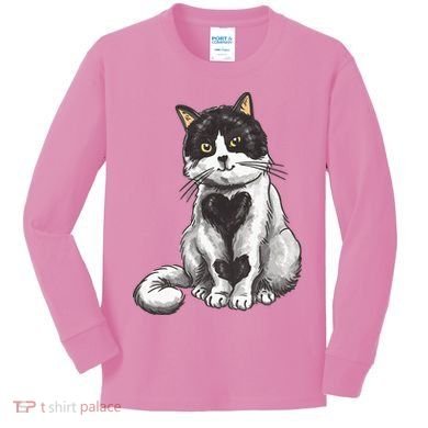 Cat Heart Cute Kids Long Sleeve Shirt