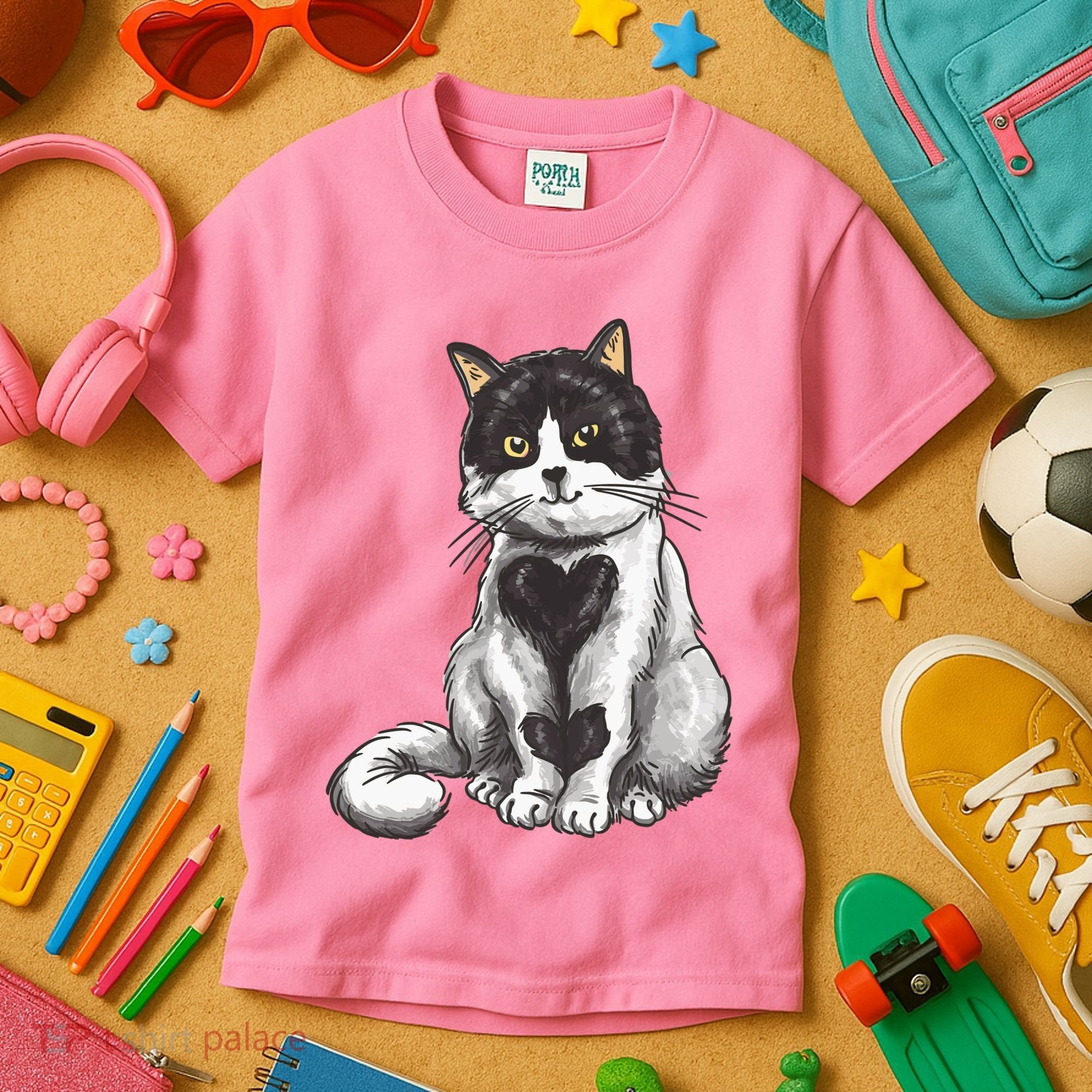 Cat Heart Cute Kids T-Shirt