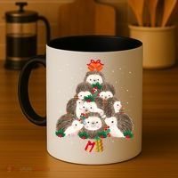 Cute Hedgehog Christmas Tree Funny Pajamas Xmas For Family Coffee Mug thumb 4
