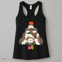Cute Hedgehog Christmas Tree Funny Pajamas Xmas For Family Women's Tank Top thumb 3