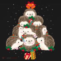 Cute Hedgehog Christmas Tree Funny Pajamas Xmas For Family Women's Tank Top thumb 5