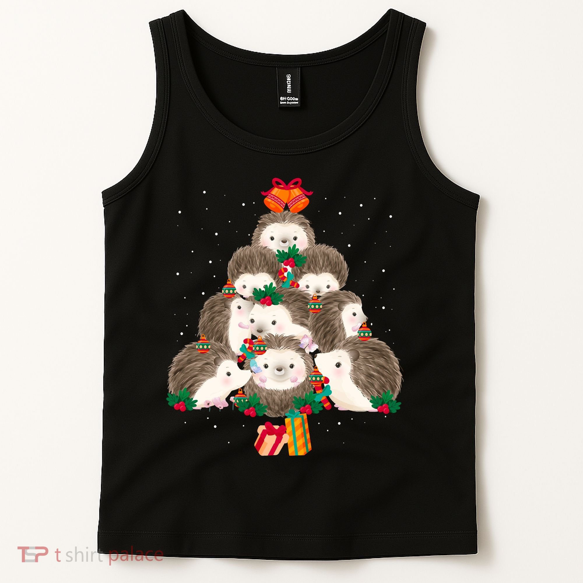 Cute Hedgehog Christmas Tree Funny Pajamas Xmas For Family Tank Top