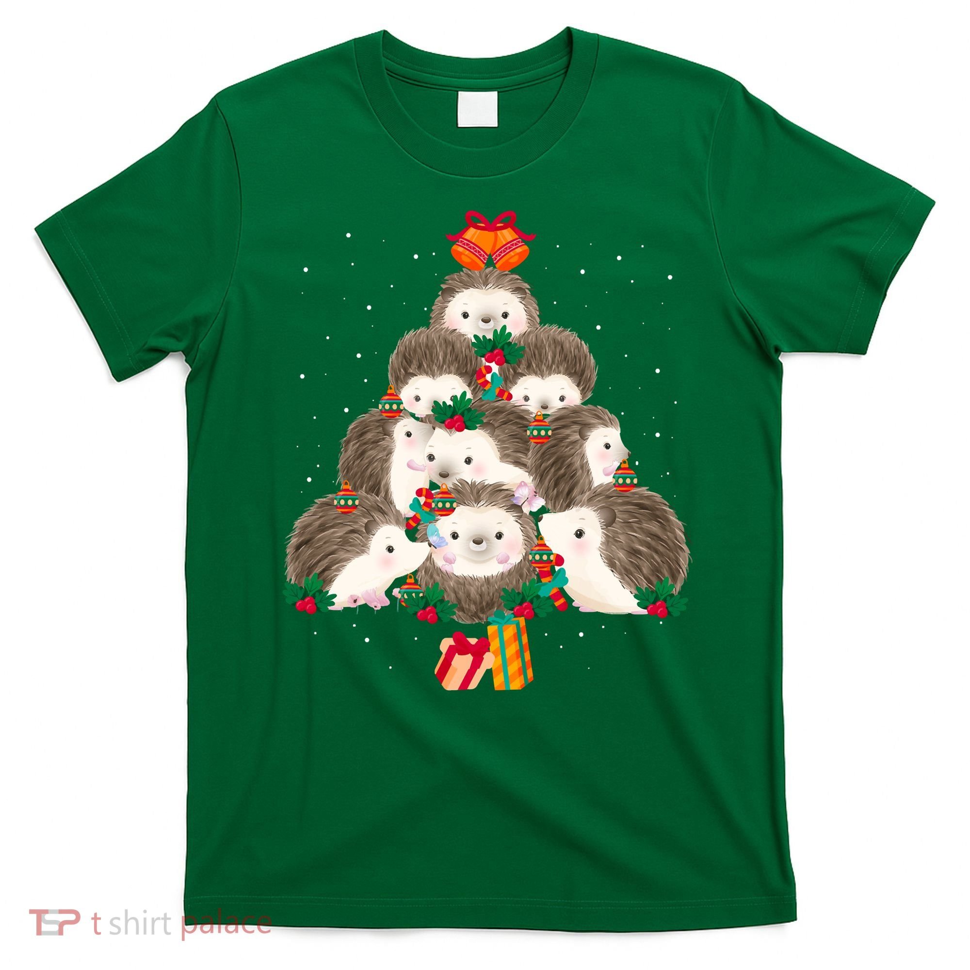 Cute Hedgehog Christmas Tree Funny Pajamas Xmas For Family T-Shirt