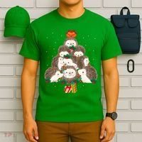 Cute Hedgehog Christmas Tree Funny Pajamas Xmas For Family T-Shirt thumb 6