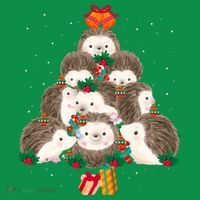 Cute Hedgehog Christmas Tree Funny Pajamas Xmas For Family T-Shirt thumb 7