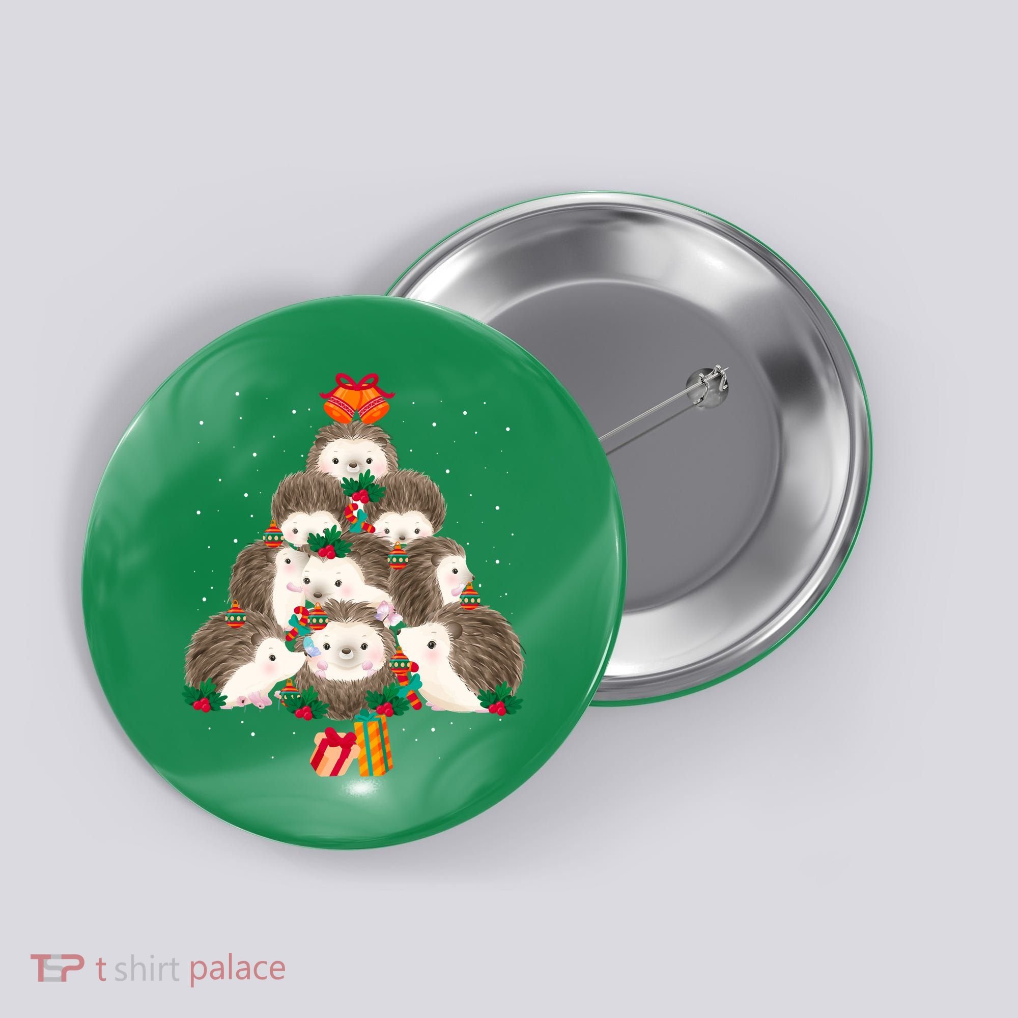 Cute Hedgehog Christmas Tree Funny Pajamas Xmas For Family Button