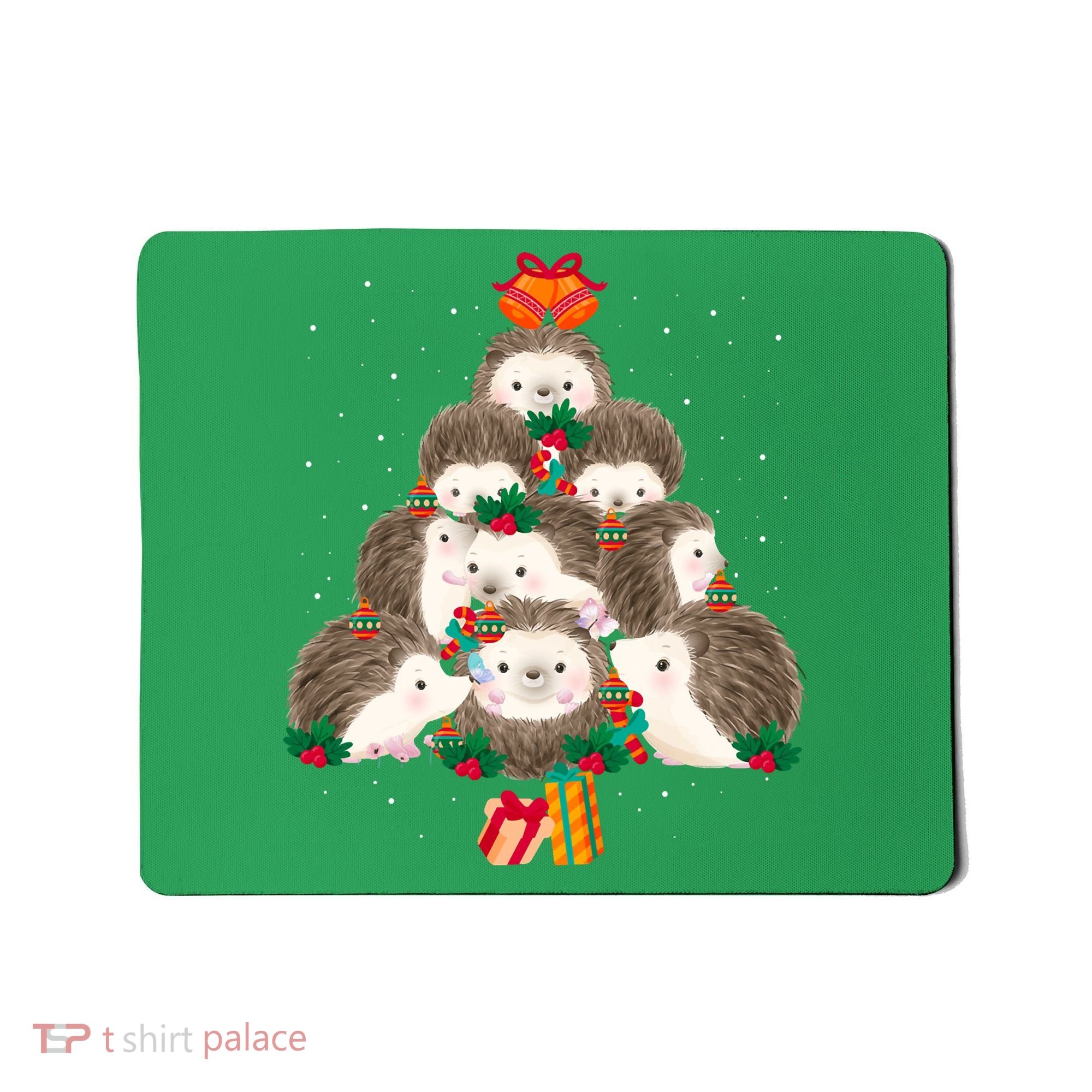 Cute Hedgehog Christmas Tree Funny Pajamas Xmas For Family Mousepad