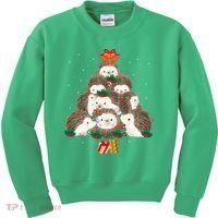 Cute Hedgehog Christmas Tree Funny Pajamas Xmas For Family Kids Sweatshirt thumb 0