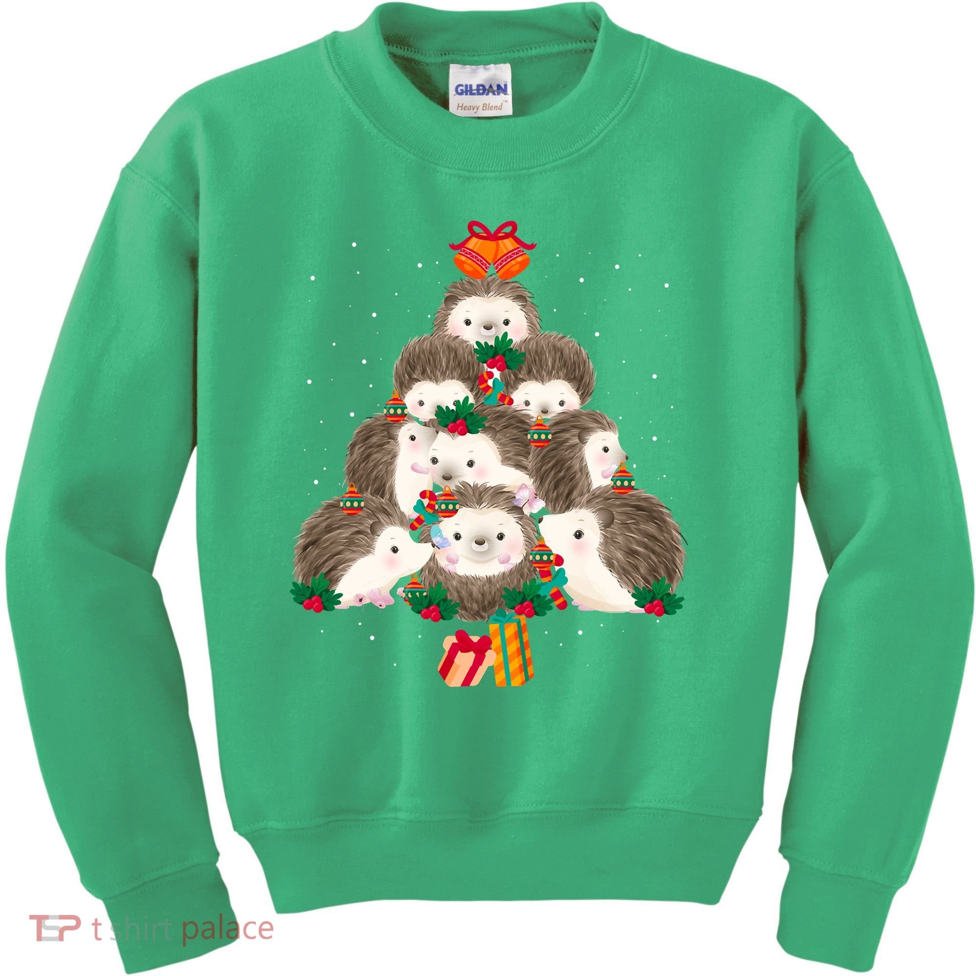 Cute Hedgehog Christmas Tree Funny Pajamas Xmas For Family Kids Sweatshirt