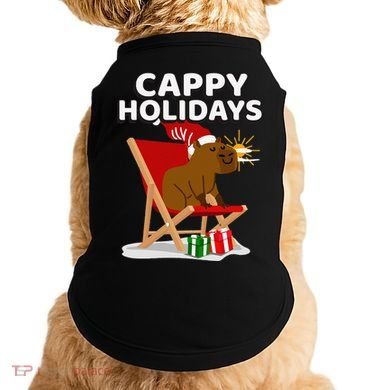 Cappy Holidays Christmas Capybara Funny Capybara Christmas Doggie Tank