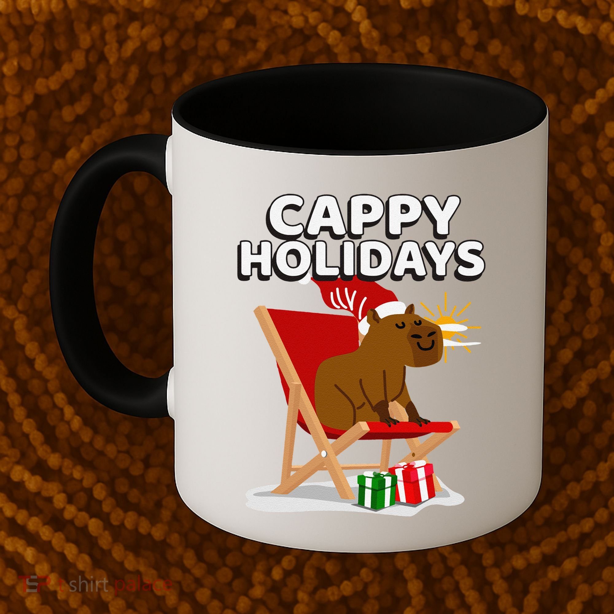 Cappy Holidays Christmas Capybara Funny Capybara Christmas Coffee Mug
