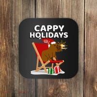 Cappy Holidays Christmas Capybara Funny Capybara Christmas Coaster thumb 0