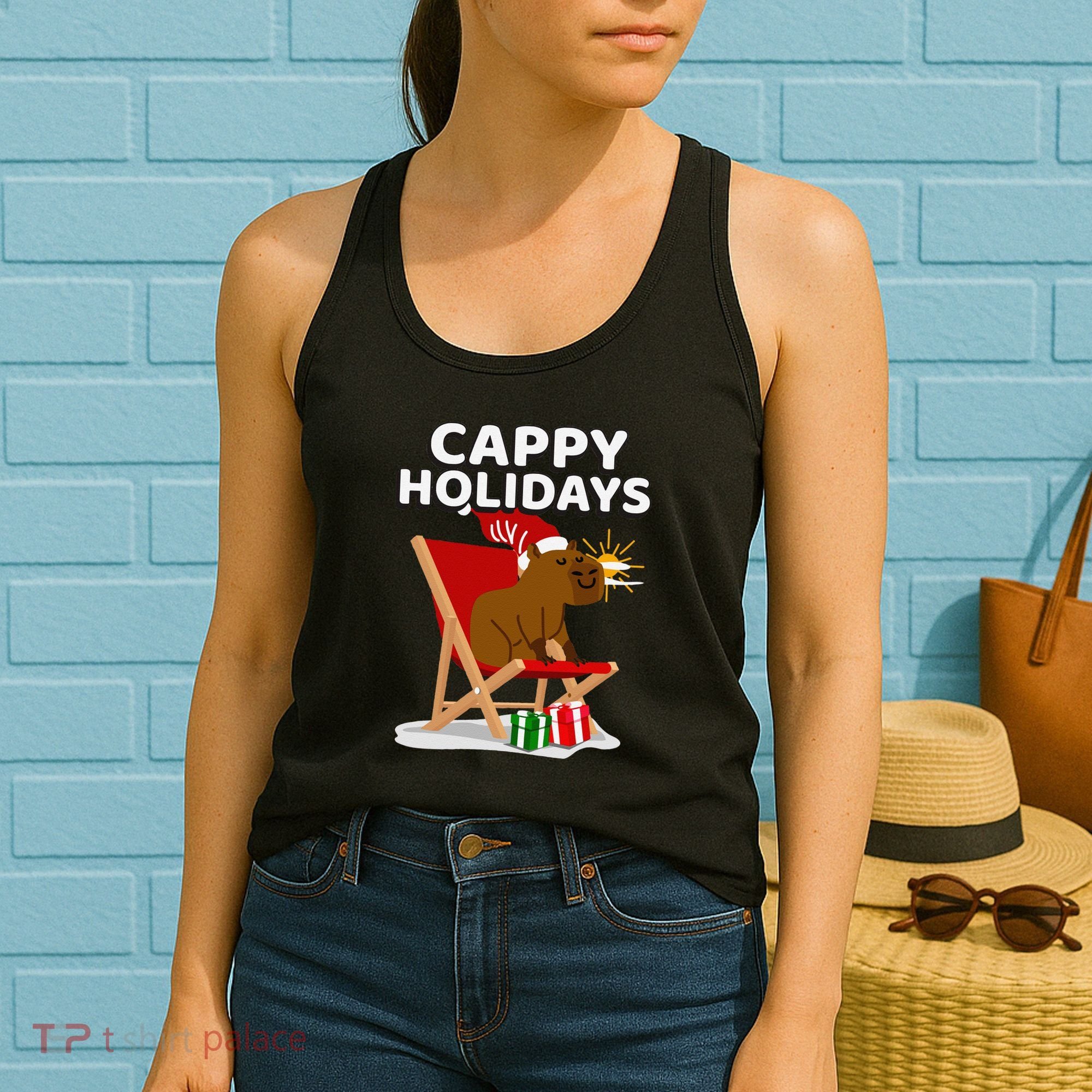 Cappy Holidays Christmas Capybara Funny Capybara Christmas Women's Tank Top