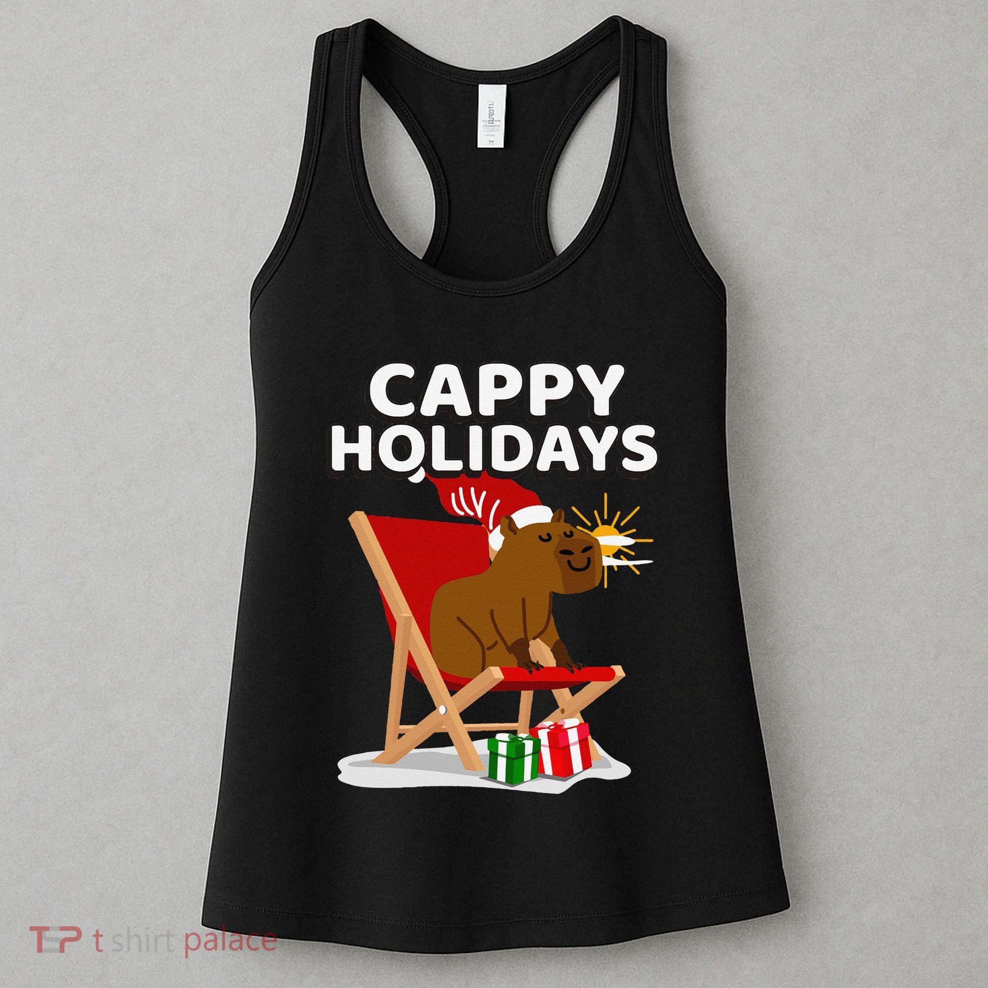 Cappy Holidays Christmas Capybara Funny Capybara Christmas Women's Tank Top