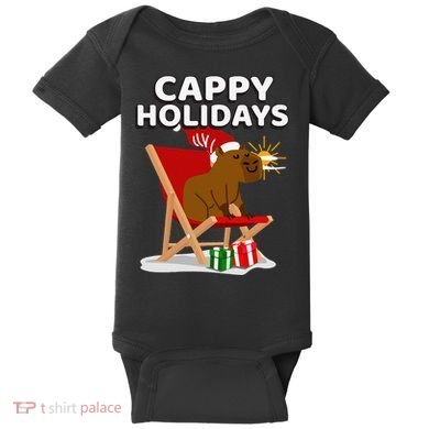 Cappy Holidays Christmas Capybara Funny Capybara Christmas Baby Bodysuit