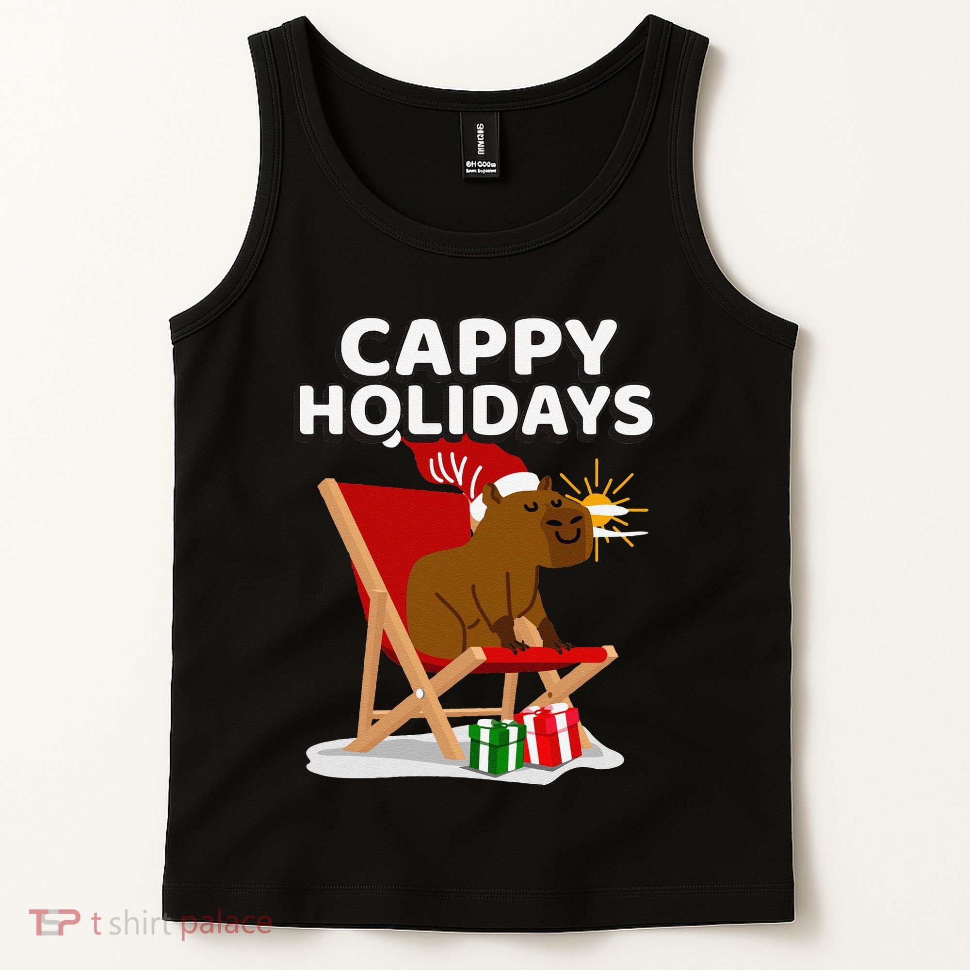 Cappy Holidays Christmas Capybara Funny Capybara Christmas Tank Top
