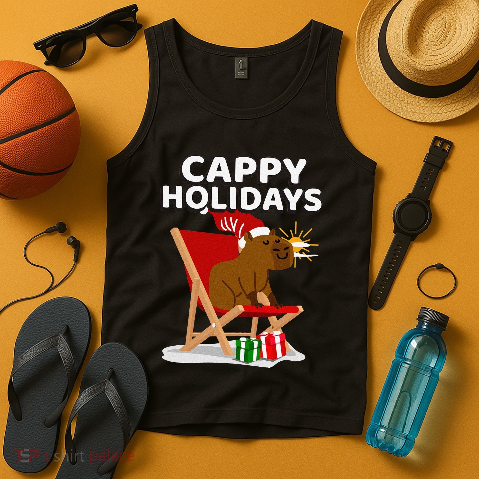 Cappy Holidays Christmas Capybara Funny Capybara Christmas Tank Top