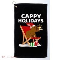 Cappy Holidays Christmas Capybara Funny Capybara Christmas Golf Towel thumb 0