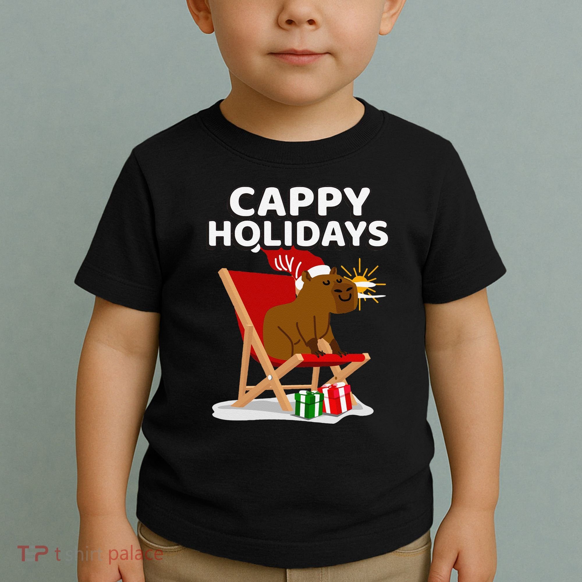 Cappy Holidays Christmas Capybara Funny Capybara Christmas Toddler T-Shirt