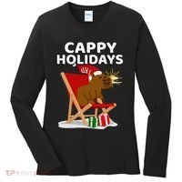 Cappy Holidays Christmas Capybara Funny Capybara Christmas Women's Long Sleeve Shirt thumb 0