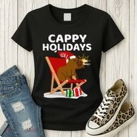 Cappy Holidays Christmas Capybara Funny Capybara Christmas Women's T-Shirt thumb 3