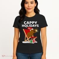 Cappy Holidays Christmas Capybara Funny Capybara Christmas Women's T-Shirt thumb 4