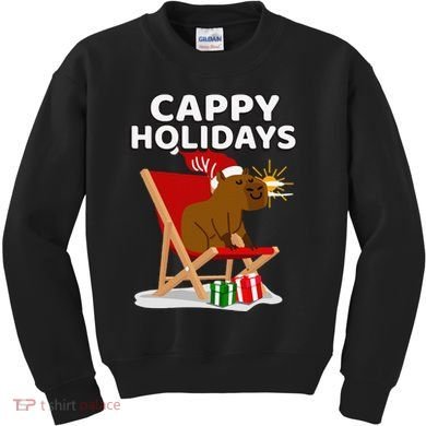 Cappy Holidays Christmas Capybara Funny Capybara Christmas Kids Sweatshirt