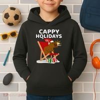 Cappy Holidays Christmas Capybara Funny Capybara Christmas Kids Hoodie thumb 2