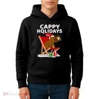 Cappy Holidays Christmas Capybara Funny Capybara Christmas Kids Hoodie thumb 4