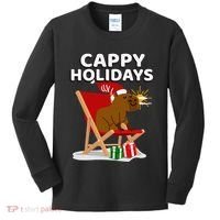 Cappy Holidays Christmas Capybara Funny Capybara Christmas Kids Long Sleeve Shirt thumb 0
