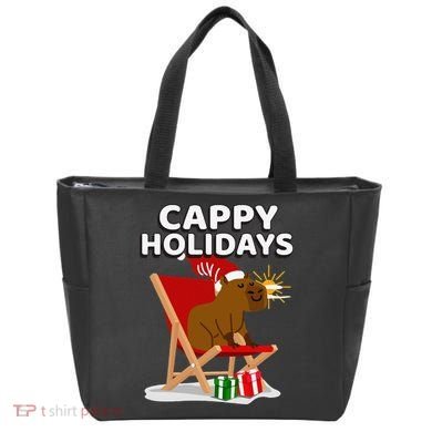 Cappy Holidays Christmas Capybara Funny Capybara Christmas Tote Bag