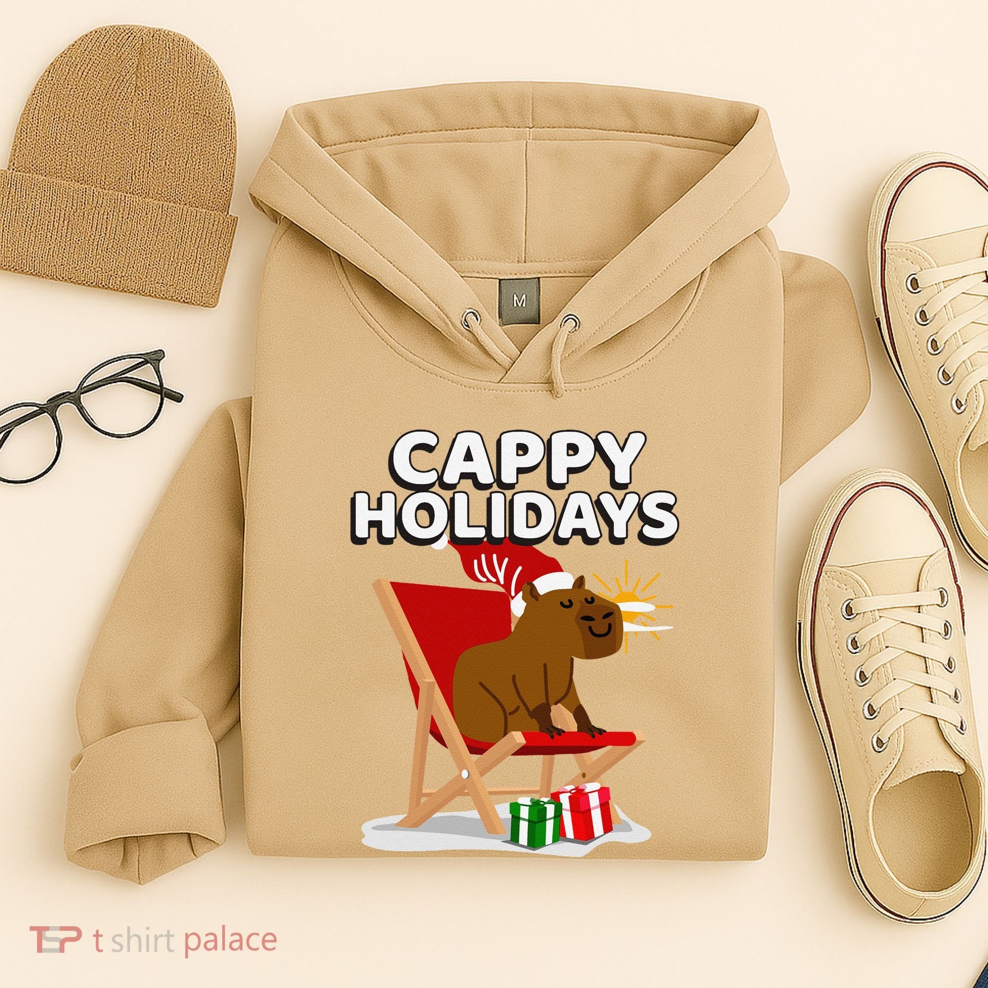 Cappy Holidays Christmas Capybara Funny Capybara Christmas Hoodie