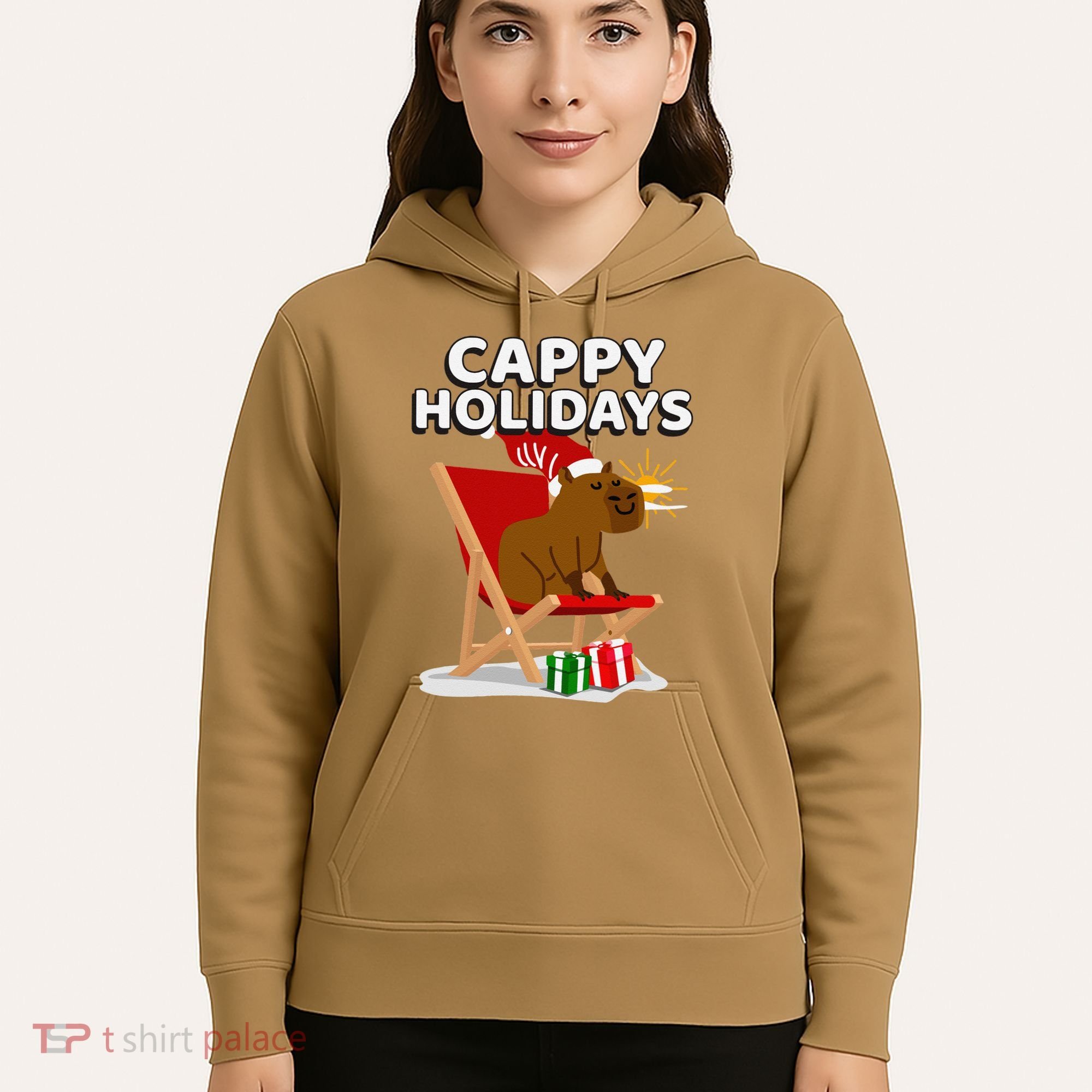 Cappy Holidays Christmas Capybara Funny Capybara Christmas Hoodie