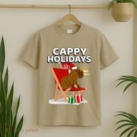 Cappy Holidays Christmas Capybara Funny Capybara Christmas T-Shirt thumb 2