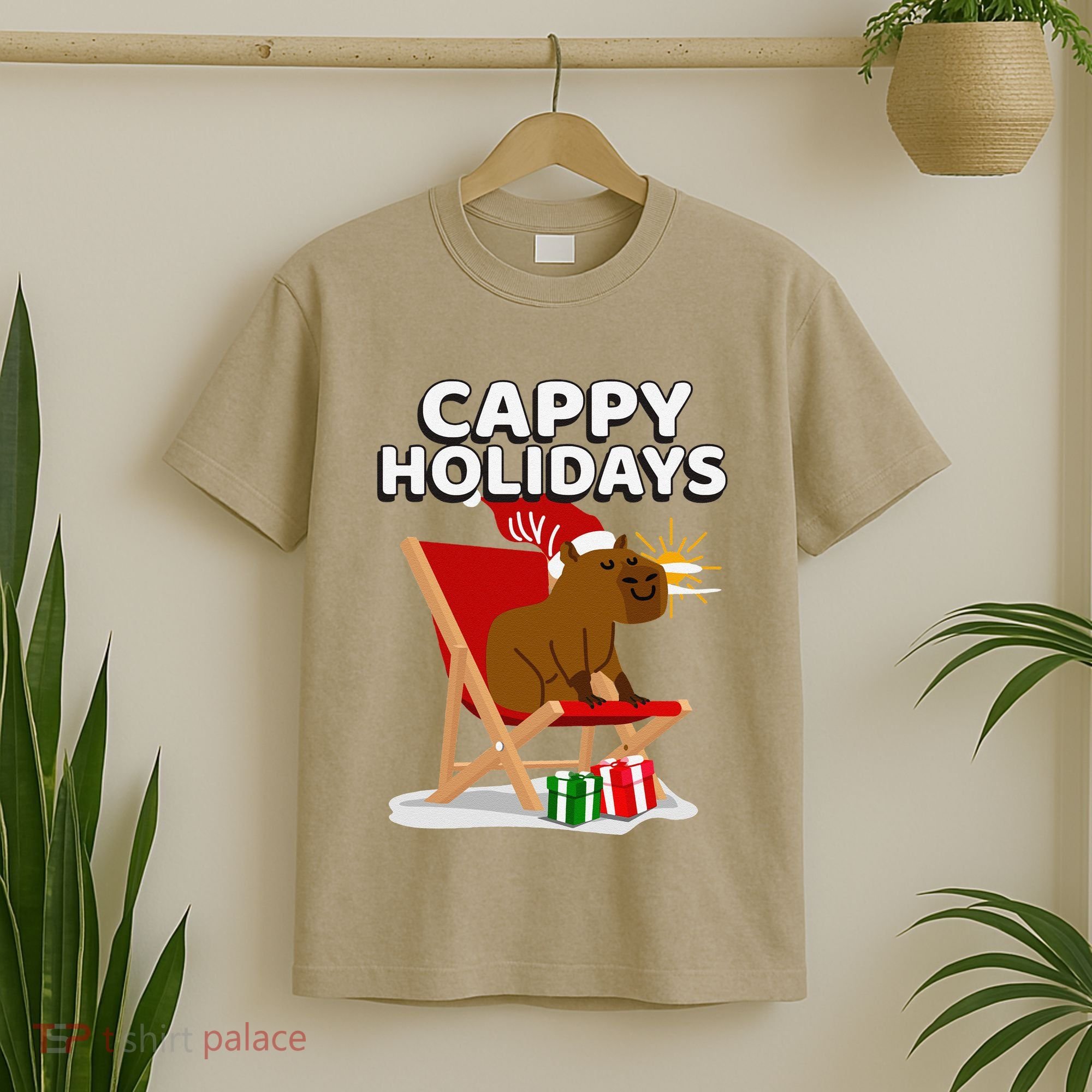 Cappy Holidays Christmas Capybara Funny Capybara Christmas T-Shirt