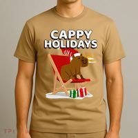 Cappy Holidays Christmas Capybara Funny Capybara Christmas T-Shirt thumb 3