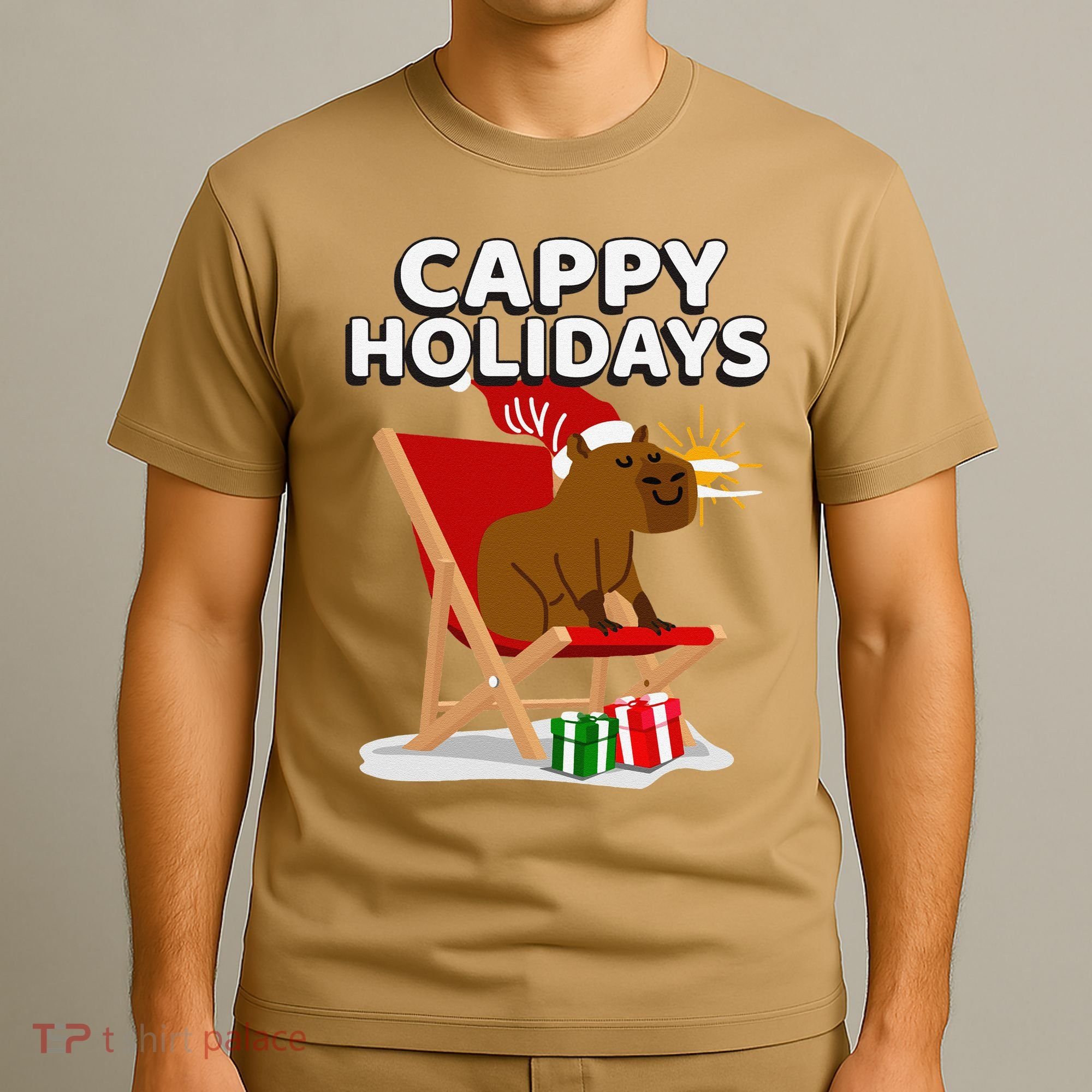 Cappy Holidays Christmas Capybara Funny Capybara Christmas T-Shirt