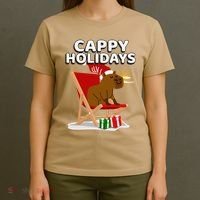 Cappy Holidays Christmas Capybara Funny Capybara Christmas T-Shirt thumb 4