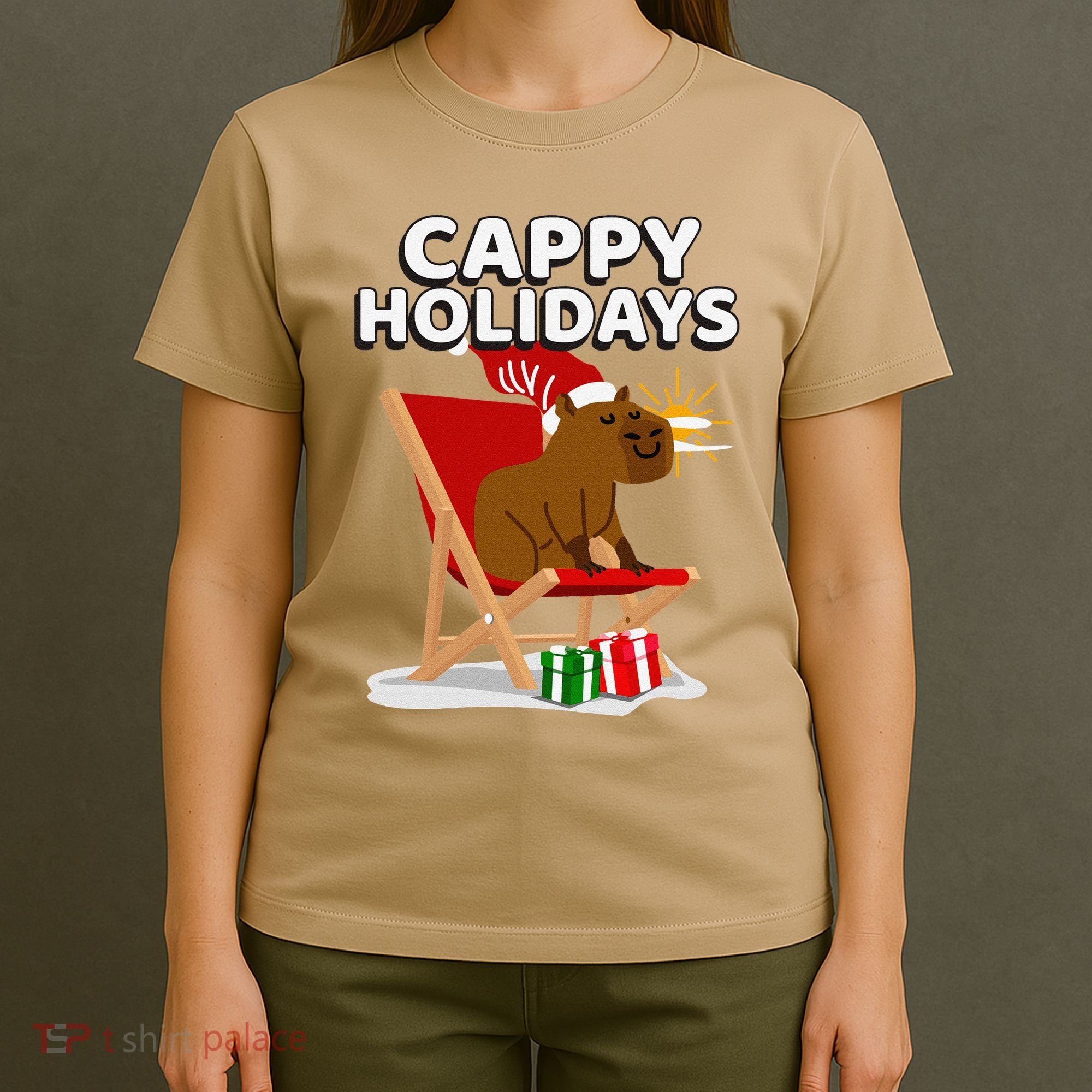 Cappy Holidays Christmas Capybara Funny Capybara Christmas T-Shirt