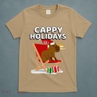 Cappy Holidays Christmas Capybara Funny Capybara Christmas T-Shirt thumb 5